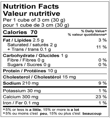  Nutritional Facts for ALLEGRO 9% HERBES & EPICE 12X270G