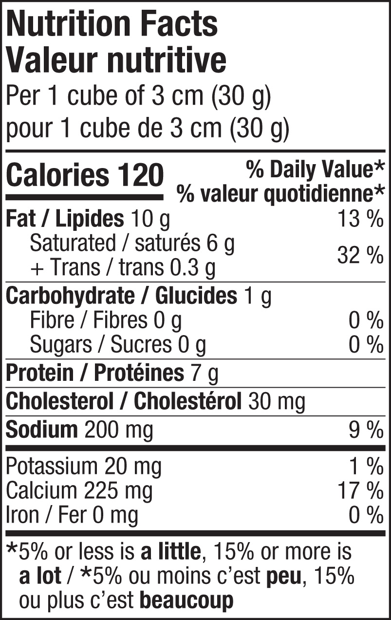 Valeur nutritive de Gouda Doux Monsieur Gustav  4.5 KG