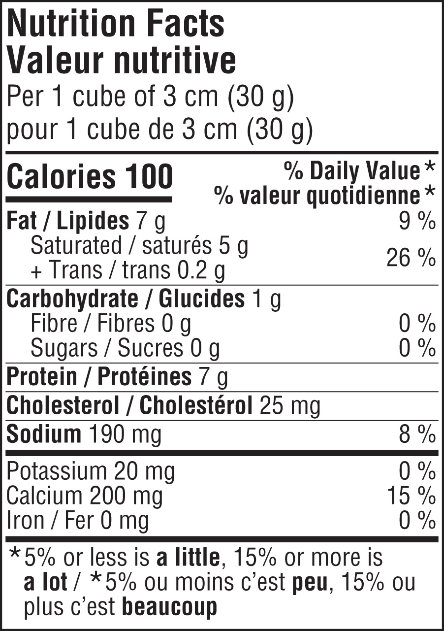 Valeur nutritive de Saint-Paulin Monsieur Gustav 2.8 KG