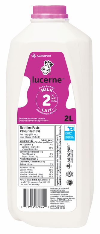 2L LUCERNE LAIT 2% PLASTIQUE