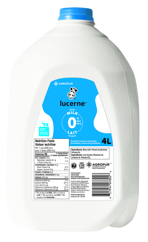 4L LUCERNE MILK 0% JUG