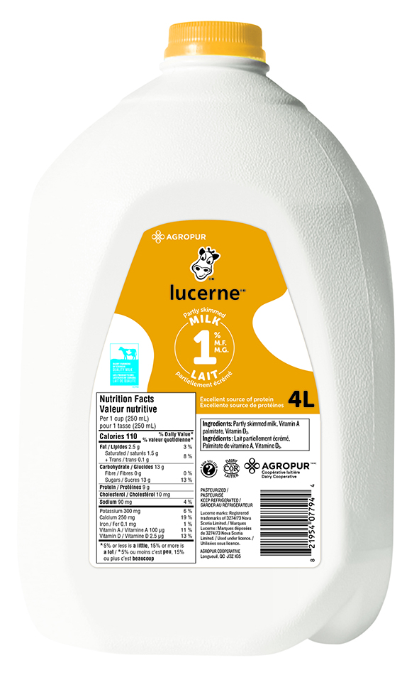 4L LUCERNE LAIT 1% PLASTIQUE