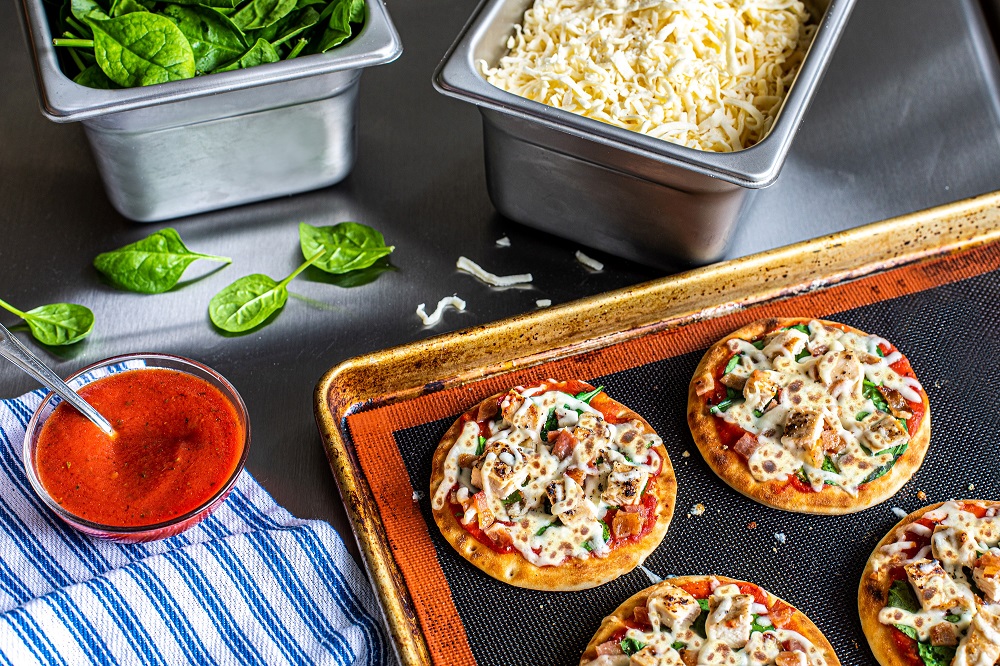 Chicken, bacon and spinach flatbread