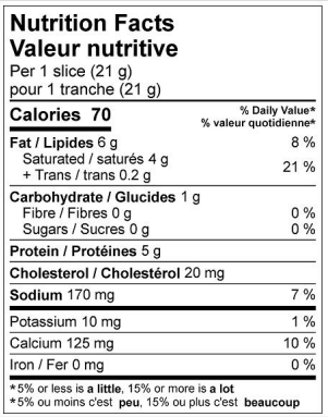 NUTRITION FACTS 336G PIZZA MOZZARELLA SLICES 28% M.F.