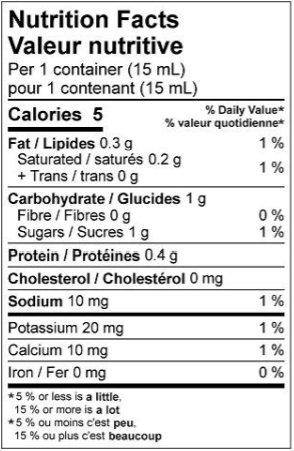  Nutritional Facts for Natrel Milk 2% (200x15ML)