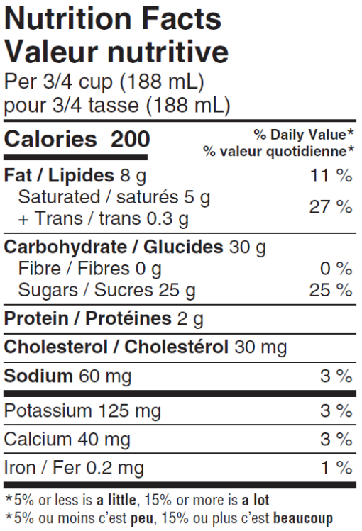  Nutritional Facts for Island Farms Vanilla Black Cherry (1.65L)