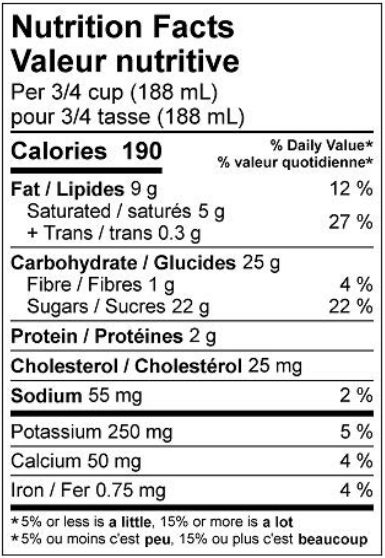  Nutritional Facts for Scotsburn Triple Chocolate (1.5L)