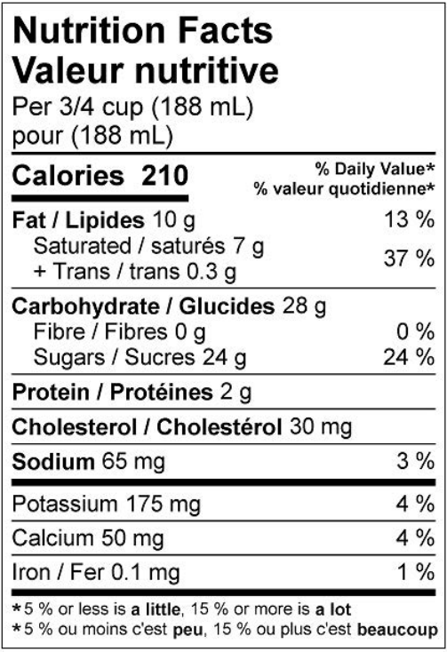  Nutritional Facts for Scotsburn Dinosaur Bones (1.5L)