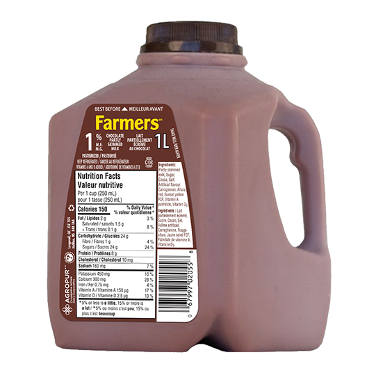 1L FARMERS CHOCOLATE MILK 1% JUG