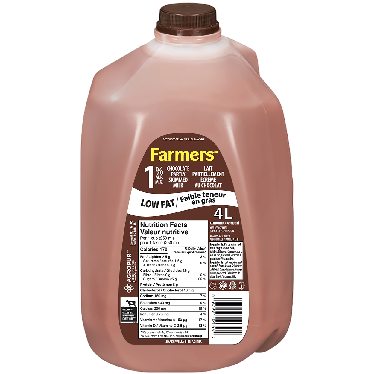 4L FARMERS CHOCOLATE MILK 1% JUG