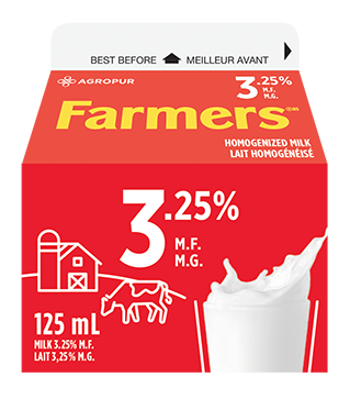 Lait homogénéisé contenant 3.25% de matières grasses et au moins 8.25% de solides non gras.