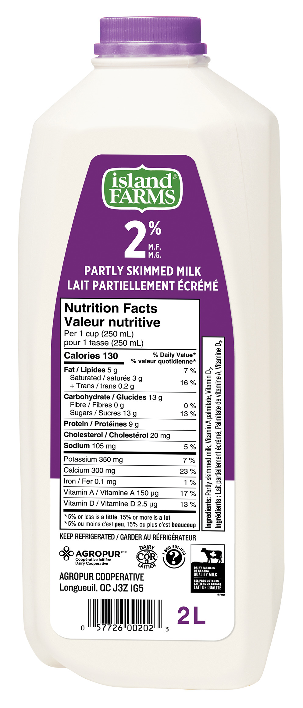 2L ISLAND FARMS LAIT 2% PLASTIQUE