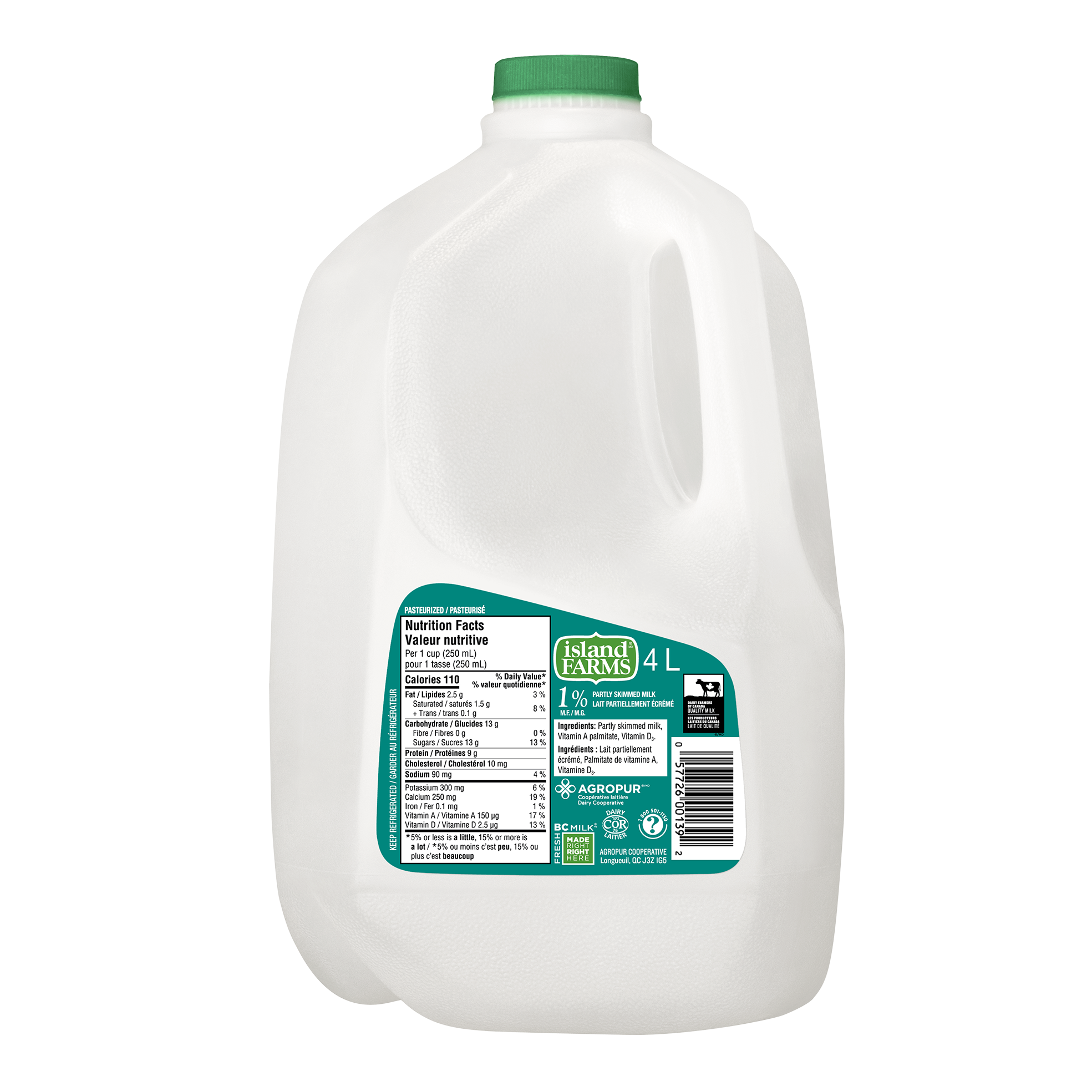 4L ISLAND FARMS LAIT 1% PLASTIQUE