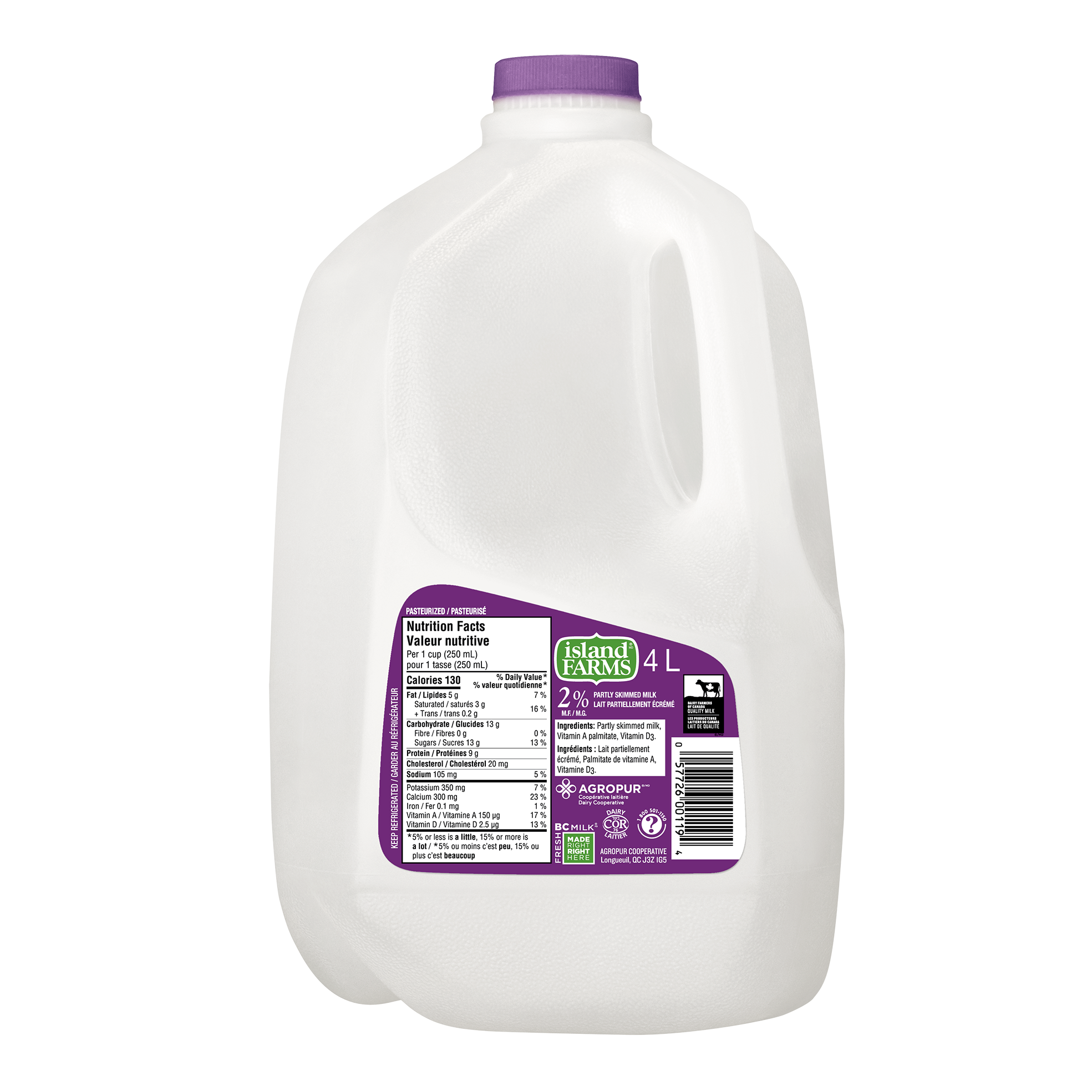 4L ISLAND FARMS LAIT 2% PLASTIQUE