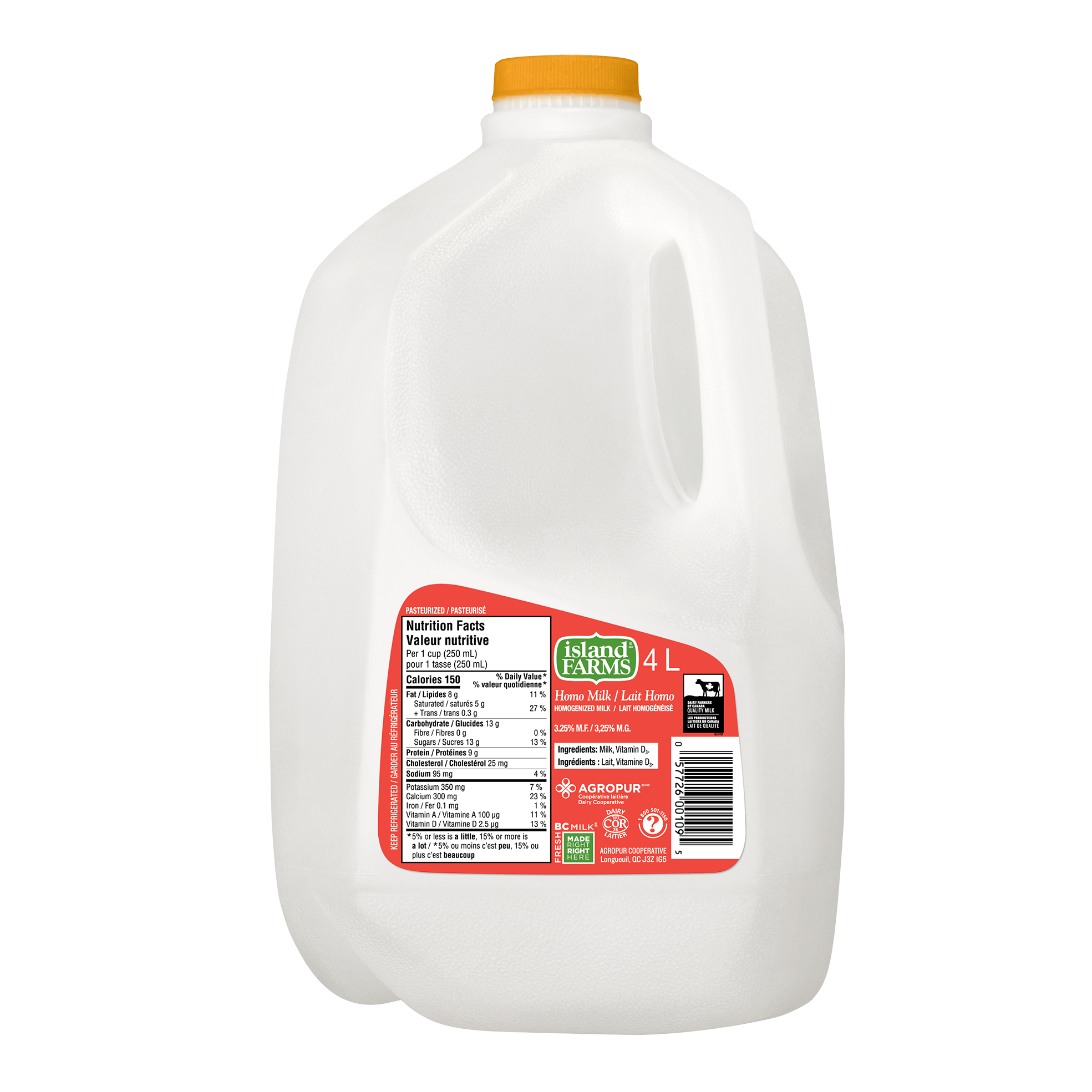 4L ISLAND FARMS LAIT 3,25% PLASTIQUE