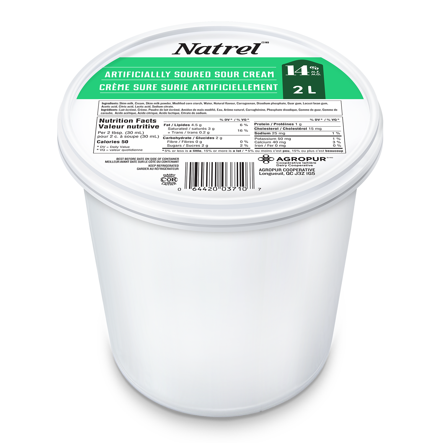 2L NATREL CRÈME SÛRE 14%