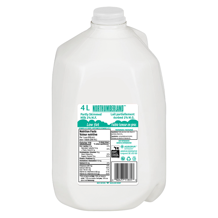 4L NORTHUMBERLAND LAIT 1% PLASTIQUE