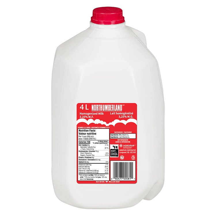 4L NORTHUMBERLAND LAIT 3,25% PLASTIQUE