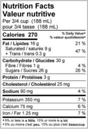  Nutritional Facts for Island Farms Fudge Tracks (11.4L)