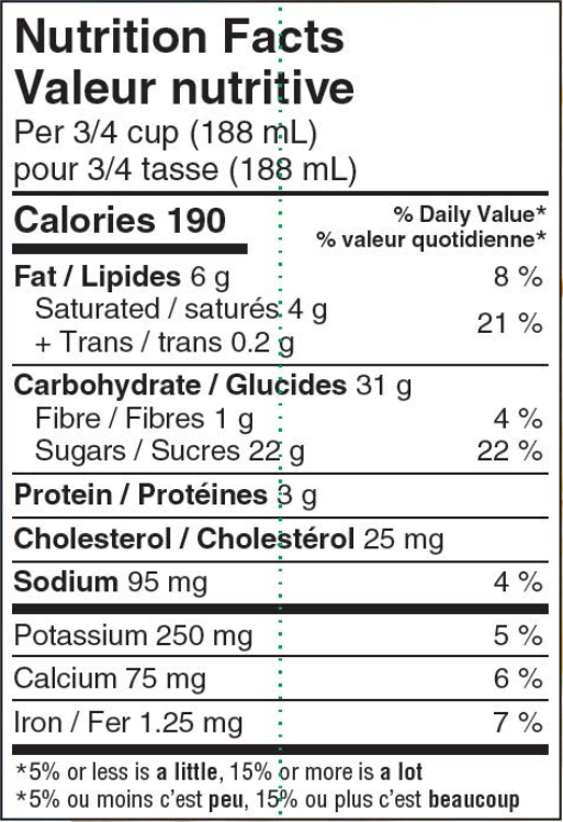 Nutritional Facts for Scotsburn Grapenut (1.5L)
