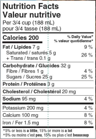  Nutritional Facts for Scotsburn Death by Choco (1.5L)
