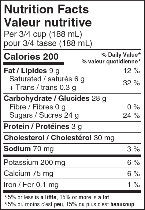 Valeur nutritive Crème glacée Marbré au caramel écossais de Scotsburn