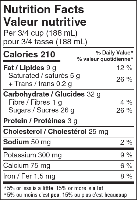 Nutrition Facts of Scotsburn Heavenly Hash Ice Cream