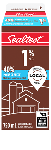 750mL SEALTEST LAIT AU CHOCOLAT RÉDUIT EN SUCRE 1%
