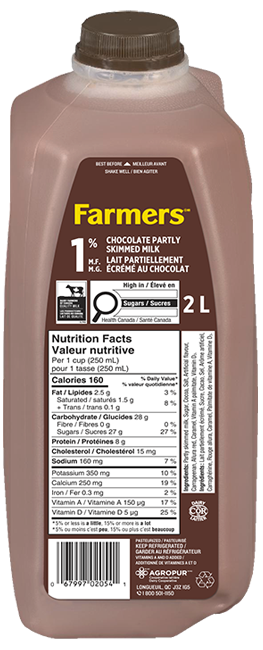2L FARMERS CHOCOLATE MILK 1% JUG