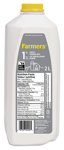 Farmers Milk 1% 2L Jug