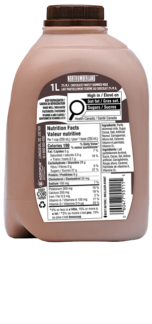 1L NORTHUMBERLAND CHOCOLATE MILK 2% JUG