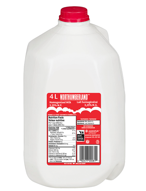 4L NORTHUMBERLAND MILK 3.25% JUG | Agropur Solutions