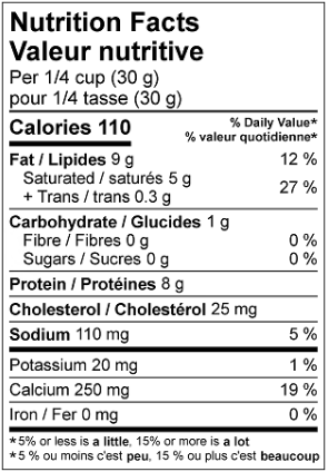  Nutritional Facts for 3KG SWISS CAN CHEESE SHRED