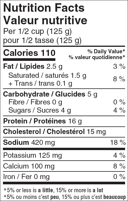 Nutritional Facts for Island Farms Cottage 2% (500g)