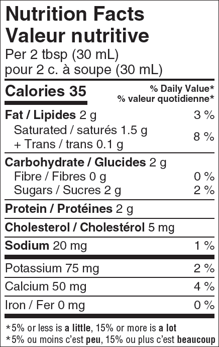 Nutritional Facts for Island Farms Crème Sure 7% (500ml)