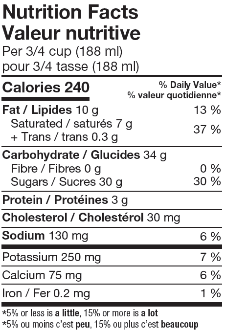 Nutritional Facts for 1.65L CARAMEL FLEUR DE SEL
