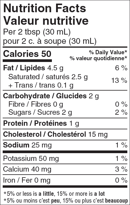 Nutritional Facts for Island Farms Crème Sure 14% (500ml)