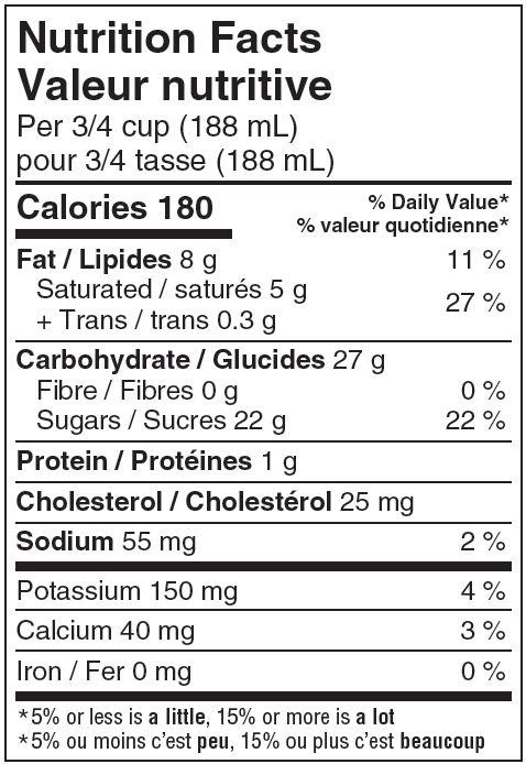 Nutritional Facts for 1.5L SCOTSBURN BUTTERSCOTCH