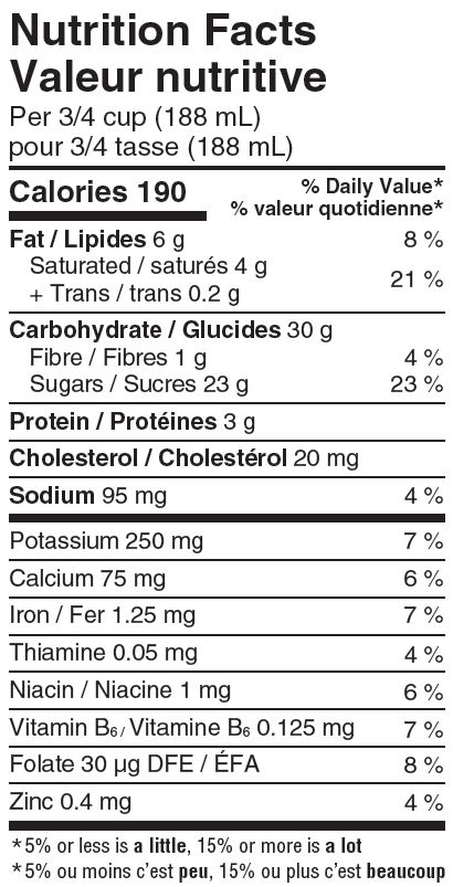 Valeur nutritive Scotsburn Creme Glacee Grapenut