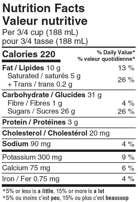 Nutrition Facts of Scotsburn Udderly Divine Ice Cream