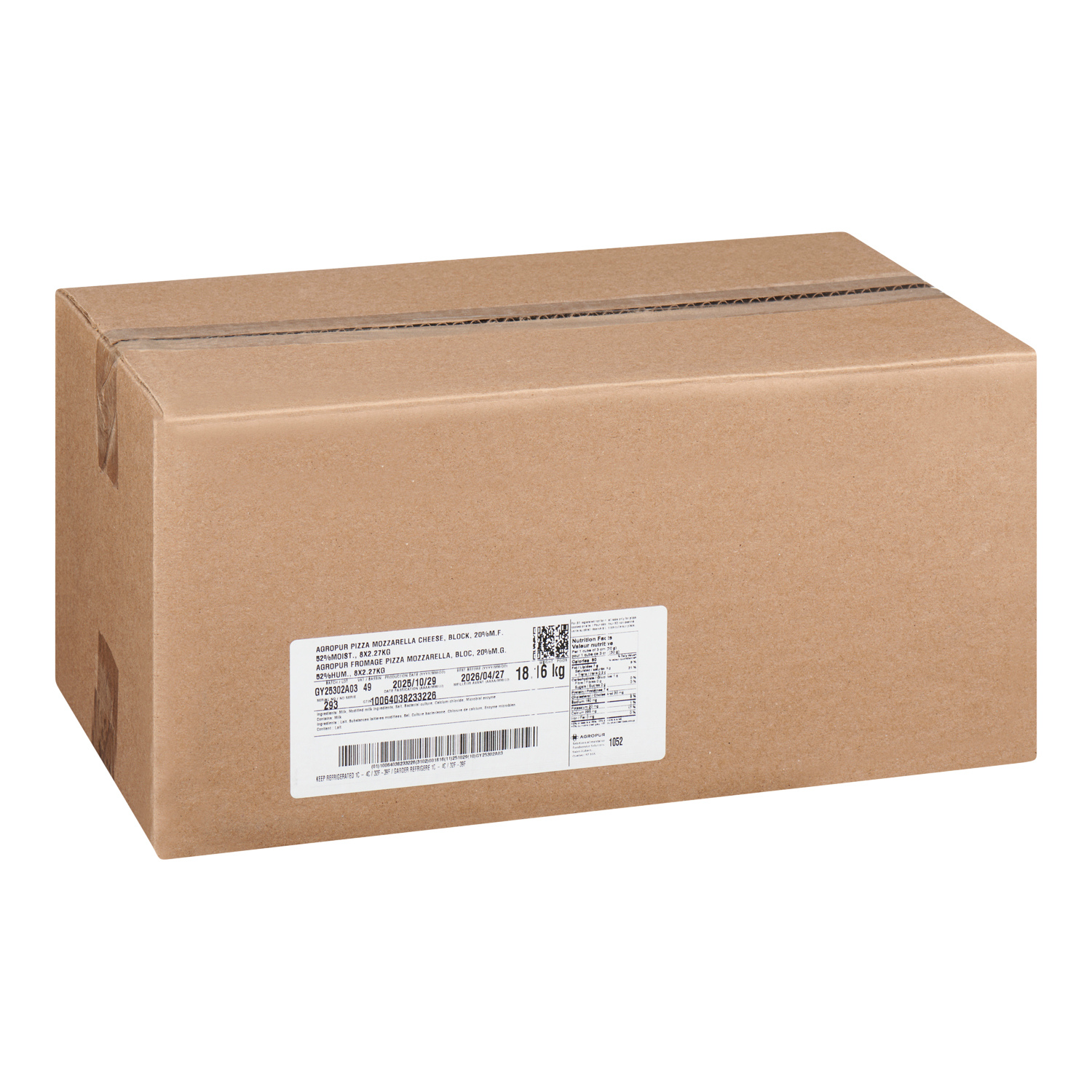 2.27KG PIZZA MOZZARELLA 20% M.F.