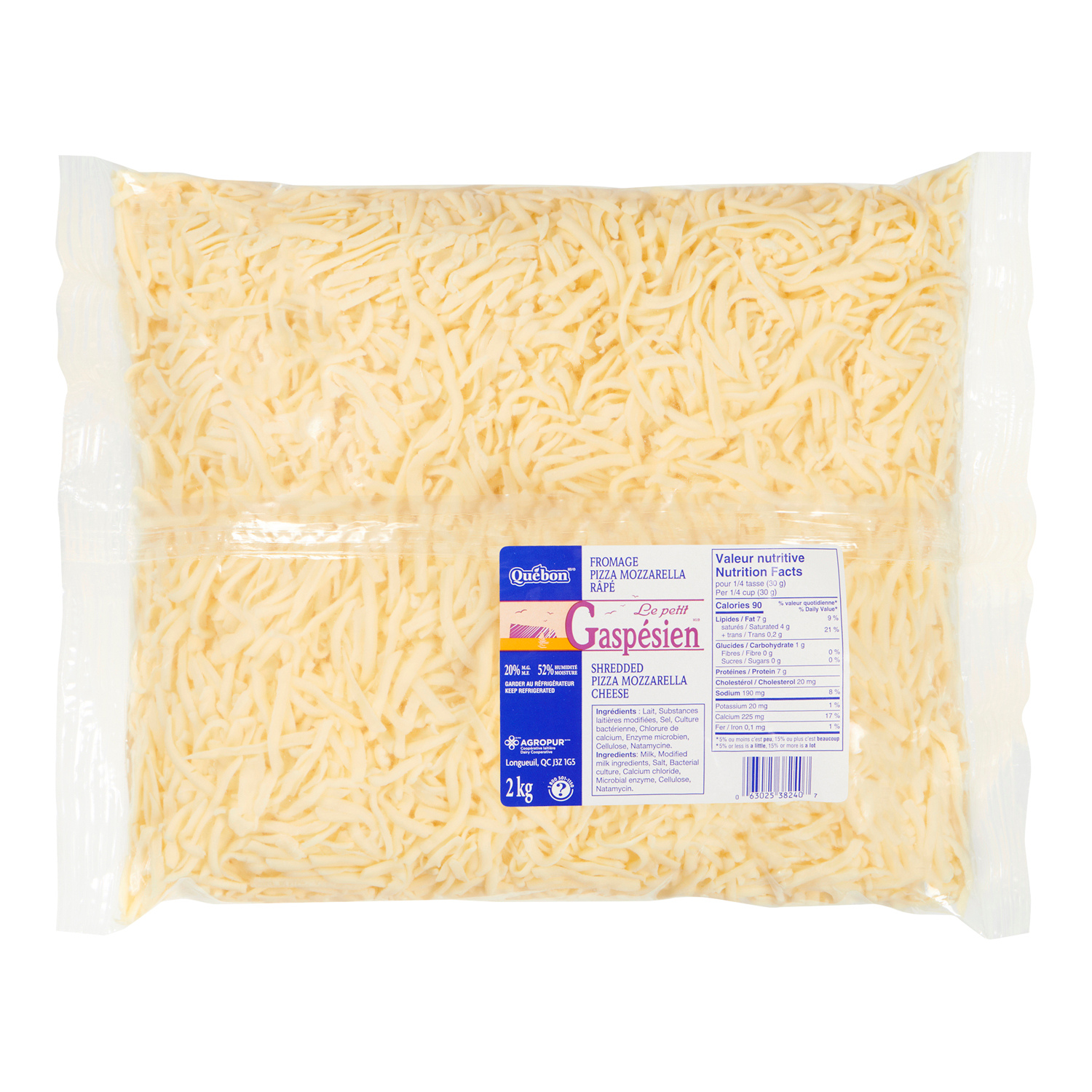 2KG MOZZARELLA 20% RÂPÉ