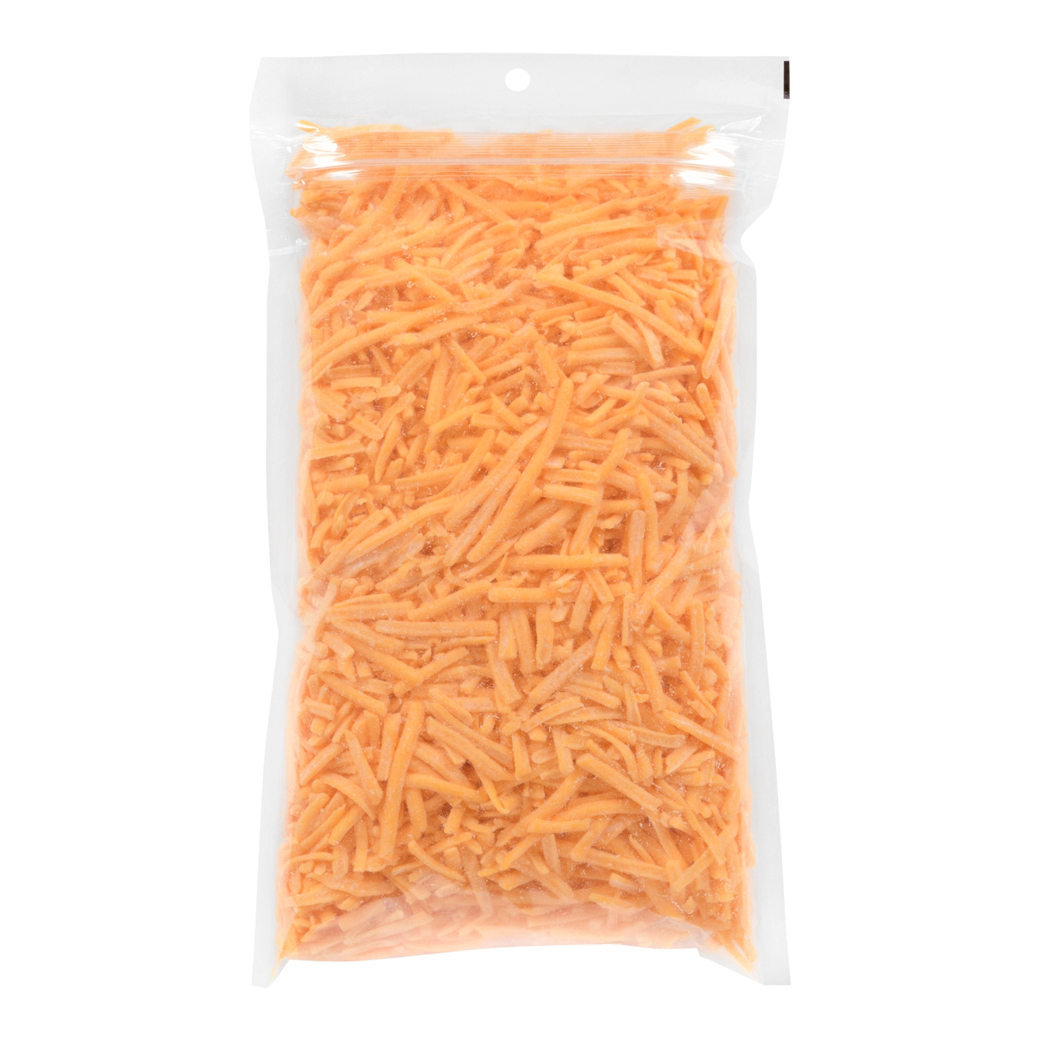 SHREDDED COLOURED MEDIUM CHEDDAR CHEESE, 34%M.F. 39%MOIST., 6X620G