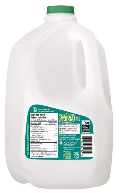 4L ISLAND FARMS LAIT 1% PLASTIQUE
