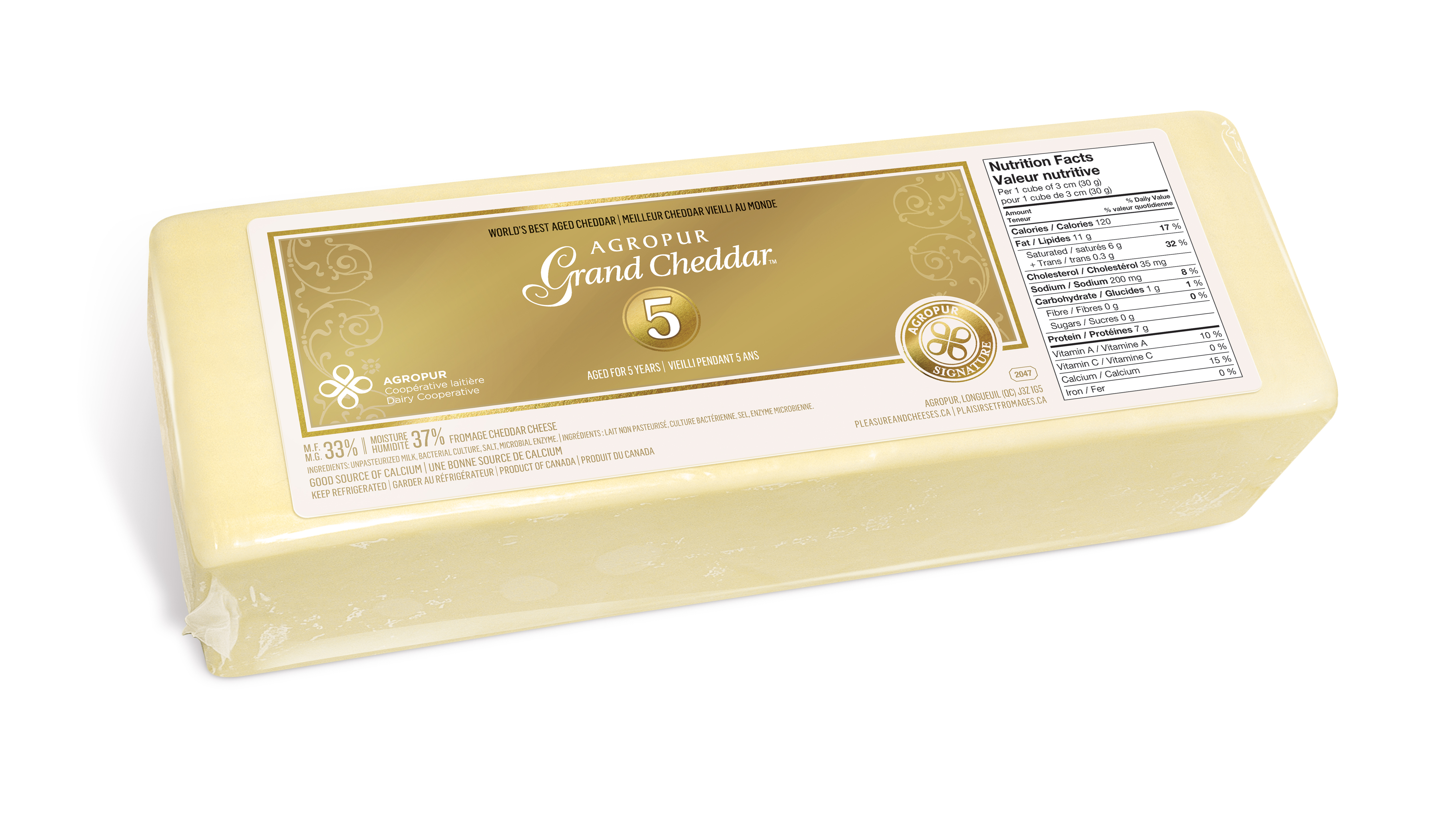 GRAND CHEDDAR AGROPUR 5 ANS 2X2