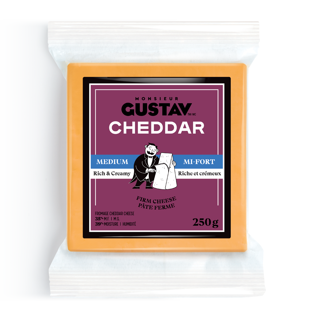 Cheddar Mi-Fort coloré Monsieur Gustav 16 X 250G