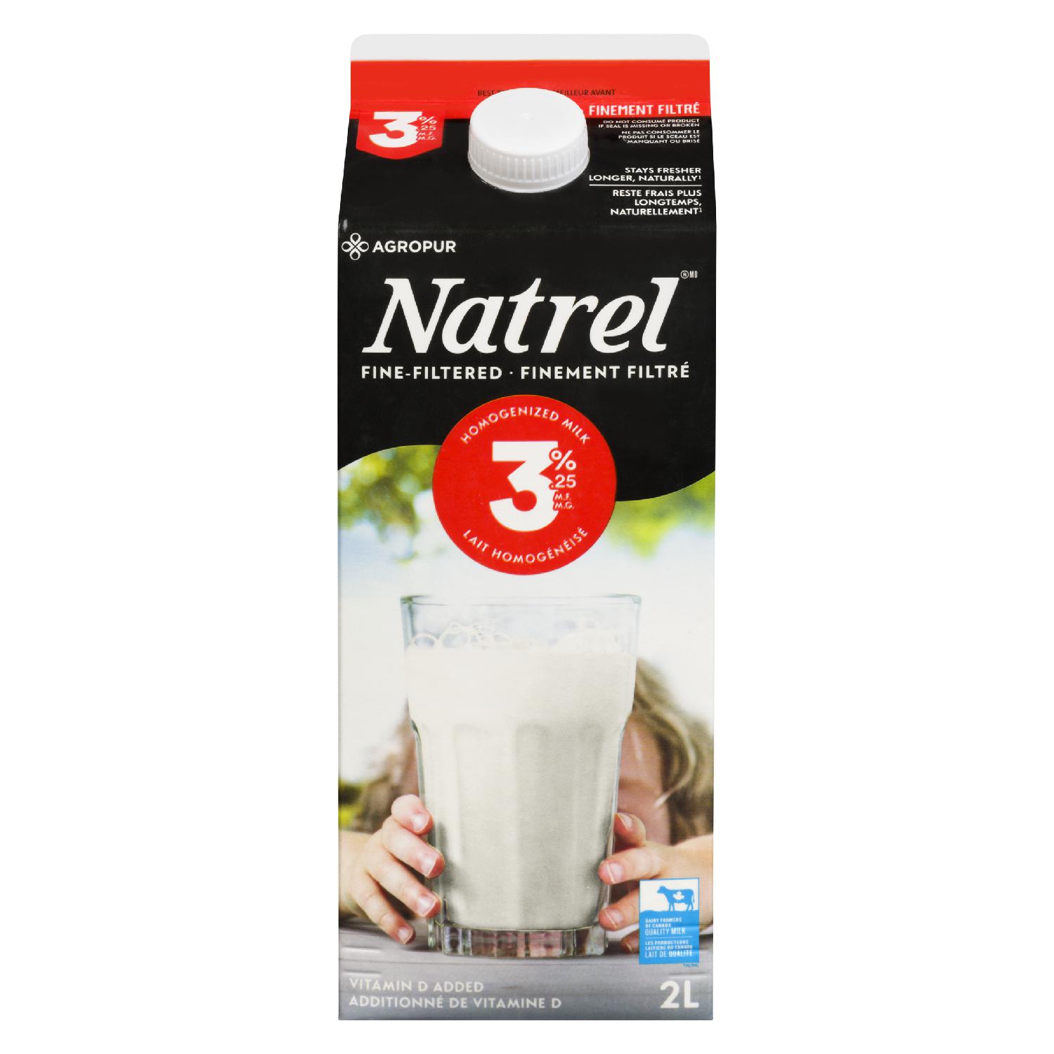 2L NATREL LAIT FINEMENT FILTRÉ 3,25%