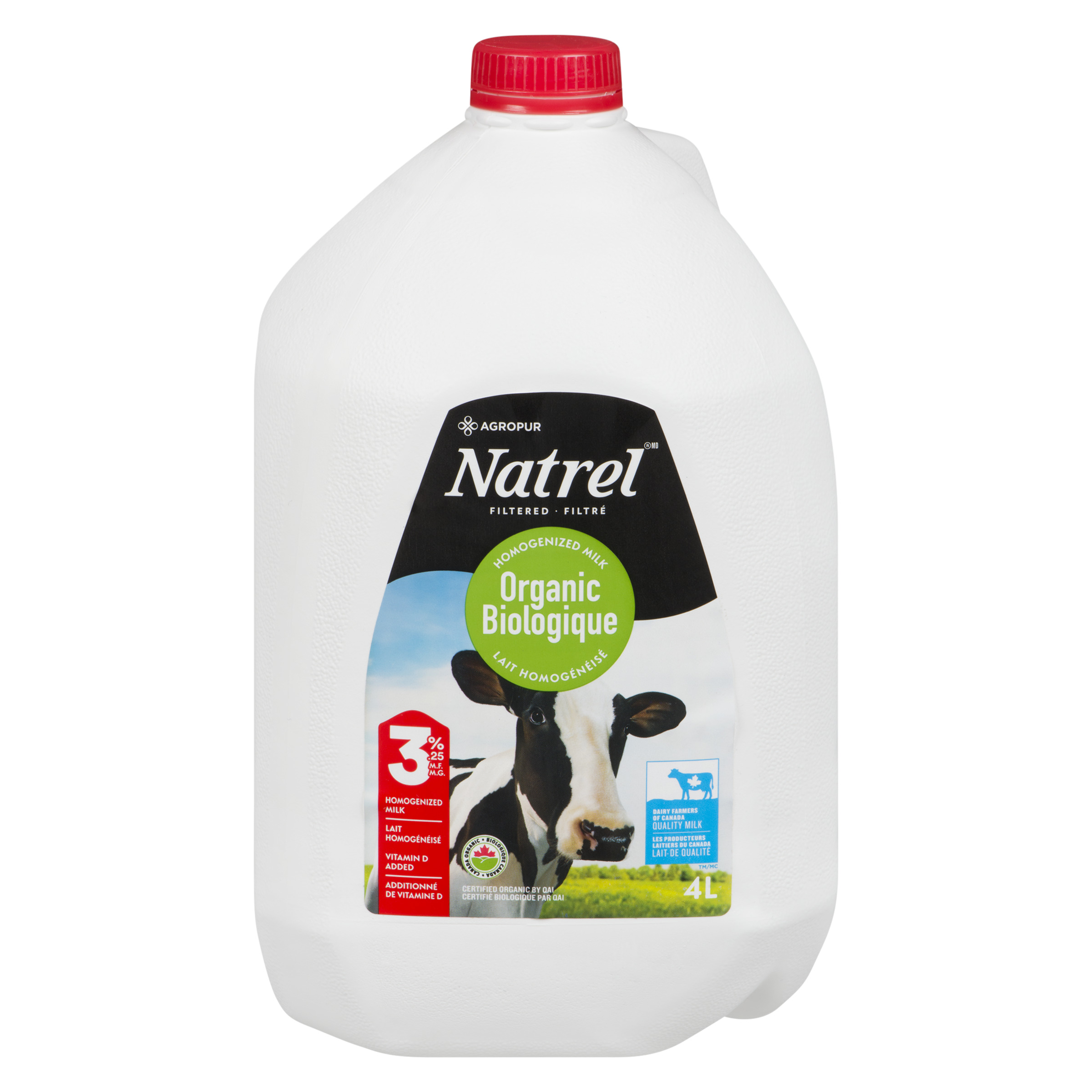 4L  NATREL LAIT BIOLOGIQUE 3,25% PLASTIQUE