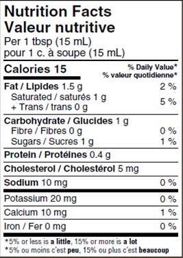  Nutritional Facts for 1LT CREAM 10% SEALTEST