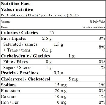  Nutritional Facts for 473ML SEALTEST CRÈME 18%